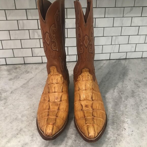 Lucchese Caiman Tail Hornback Boots Mens Size 12 D Cowboy Western 2000 Buffalo - Picture 2 of 15